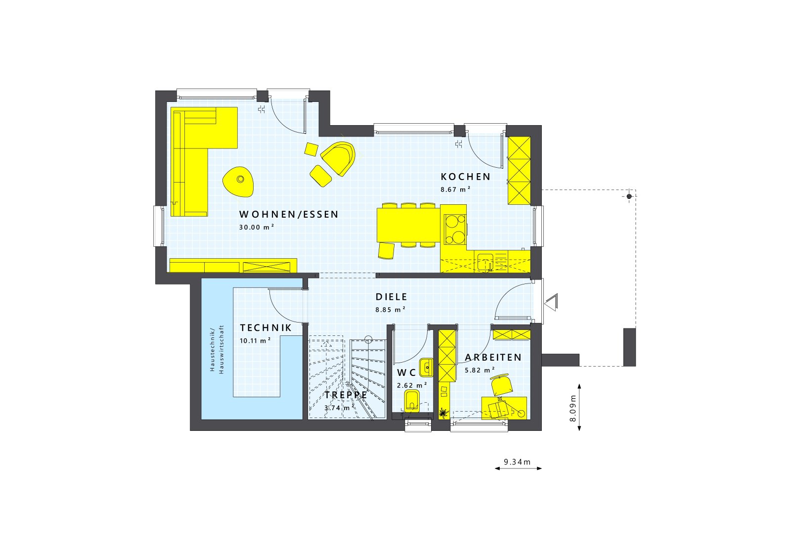 Ein Ort, der Wohlgefühl und Geborgenheit ausstrahlt. Die Stadtvilla Sunshine 125  mit 2 Kinderzimmern, Homeoffice! Grundstück  erschlossen