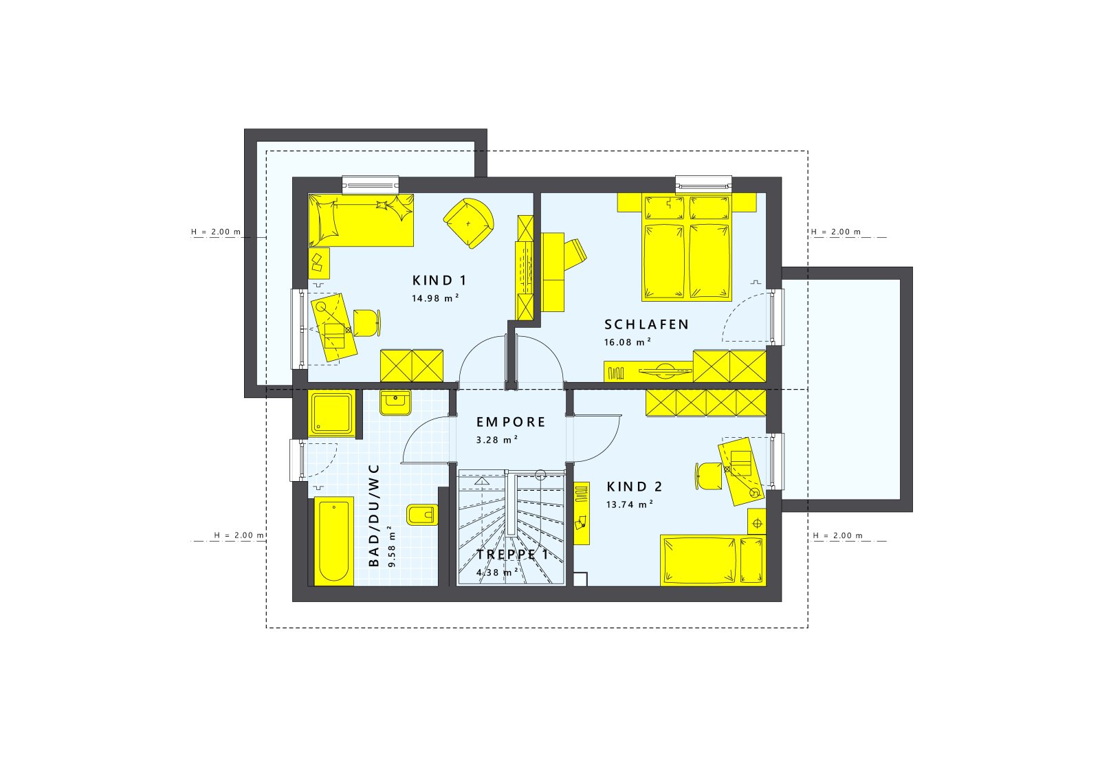 Ein Ort, der Wohlgefühl und Geborgenheit ausstrahlt. Die Stadtvilla Sunshine 125  mit 2 Kinderzimmern, Homeoffice! Grundstück  erschlossen