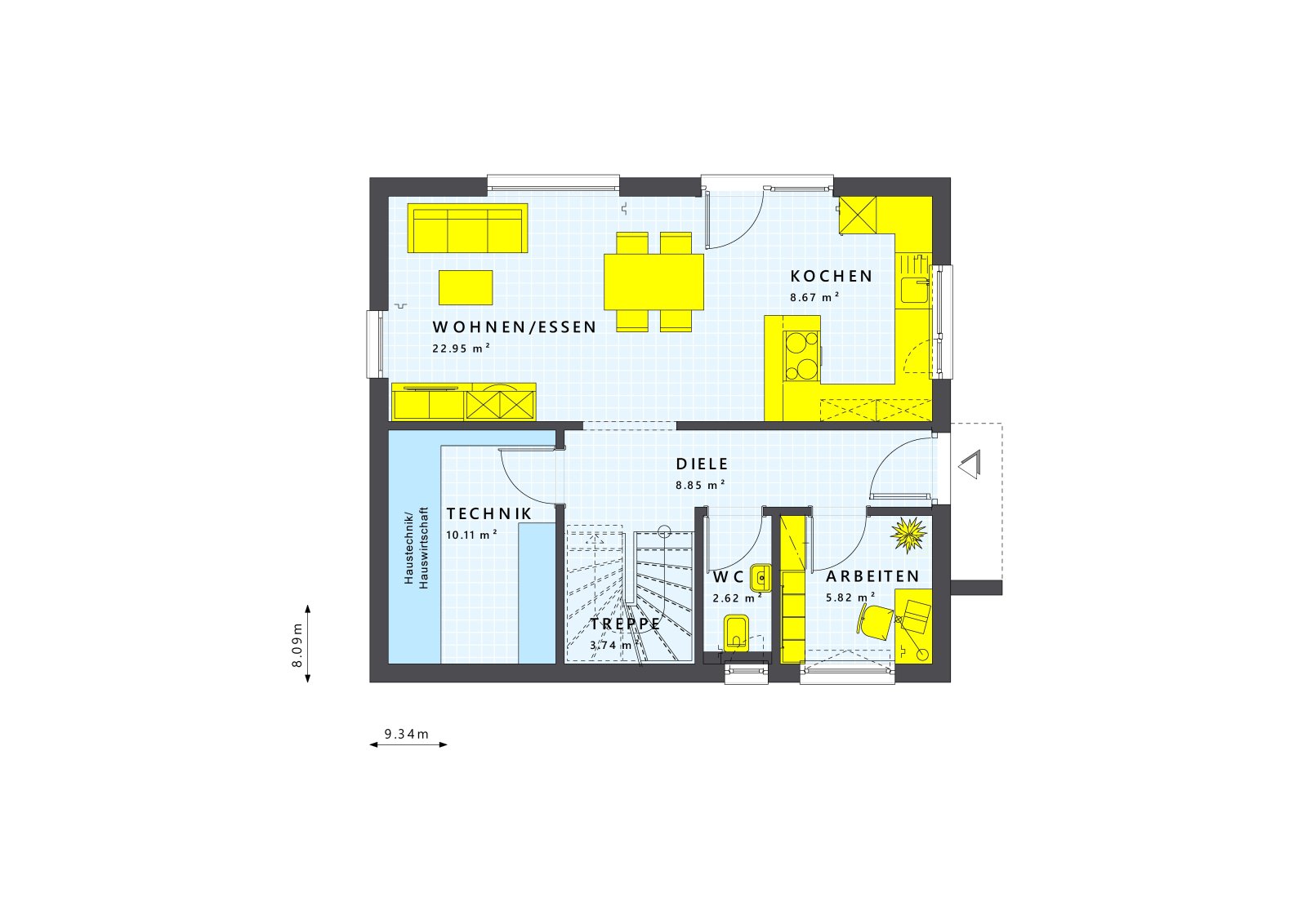 2 Vollgeschosse mit Satteldach// 2 Kinderzimmer, 1 Home-Office, 2 Bäder, WZ, Kü, SZ, inkl. Grundstück