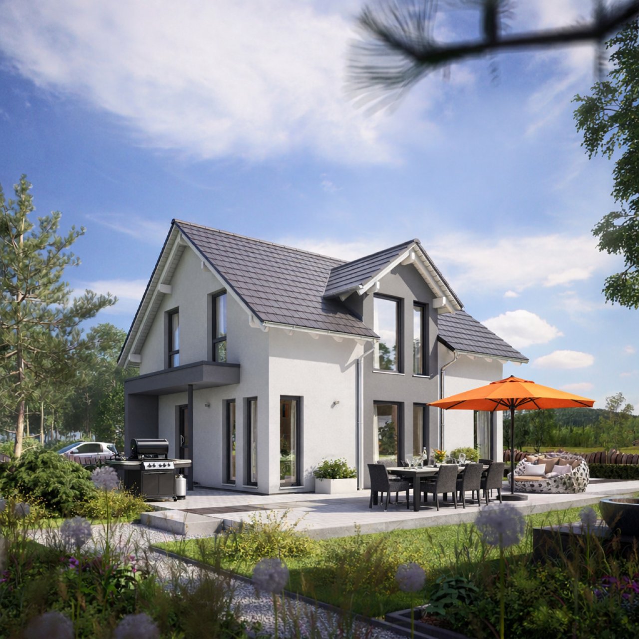Sunshine 125 Variante3 Sonnenschirm Modern Haus mit eleganter Terrasse Sunshine 125 Variante3 Sonnenschirm Modern Haus mit eleganter Terrasse